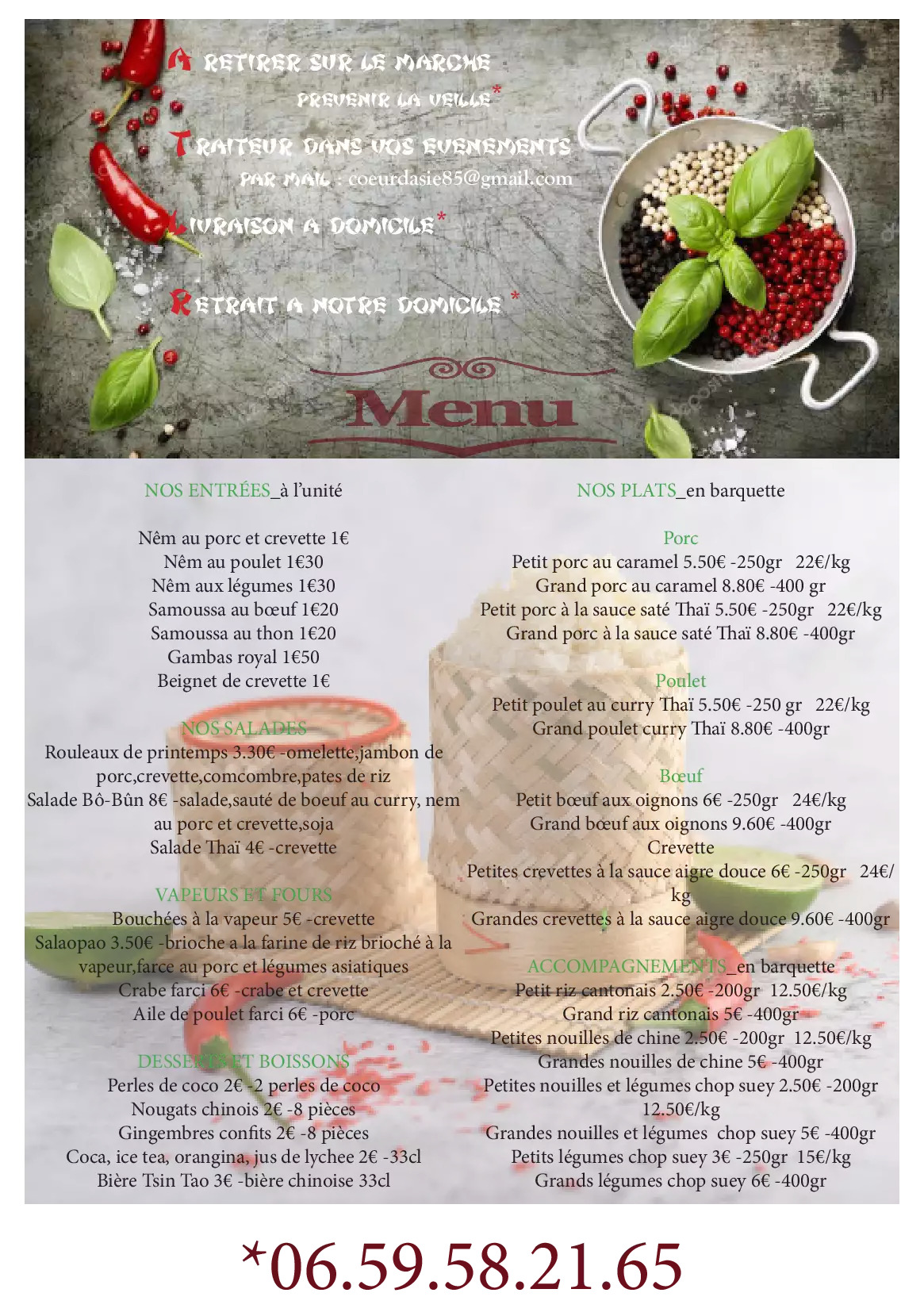 Menu complet Coeur d'Asie